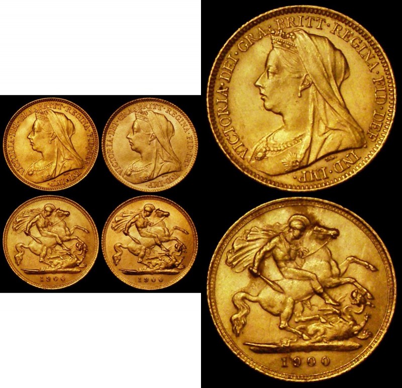 Half Sovereigns 1900 Marsh 495 (3) GEF (2) and A/UNC all with some lustre, a ple...