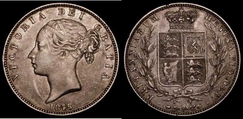 Halfcrown 1875 ESC 696, Bull 2745 VF toned with some small edge nicks