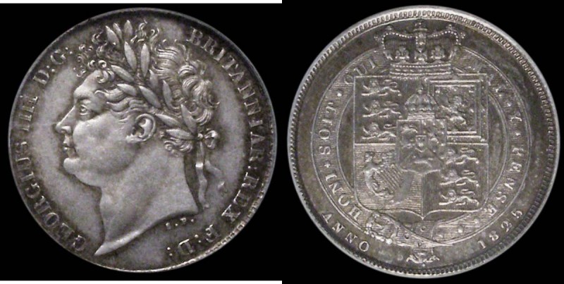 Sixpence 1825 ESC 1659, Bull 2427 UNC the obverse with a hint of toning, the rev...