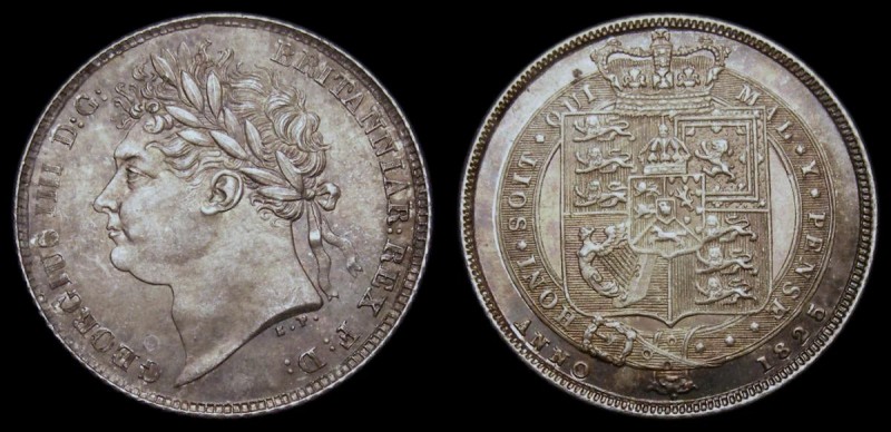 Sixpence 1825 I in GEORGIUS and the second I in BRITANNIAR have no top left seri...