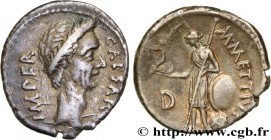 JULIUS CAESAR
Type : Denier 
Date : 44 AC. 
Mint name / Town : Rome 
Metal : silver 
Millesimal fineness : + 950  ‰
Diameter : 19  mm
Orientation dies...