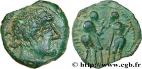 TURONES (Area of Touraine)
Type : Bronze aux lutteurs, KARIQA au revers 
Date : c. 70-50 BC 
Metal : bronze 
Diameter : 16,5  mm
Orientation dies : 7 ...
