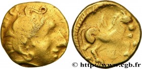 GALLIA - CARNUTES, UNSPECIFIED
Type : Quart de statère au pégase, de Tarquimpol 
Date : c. 120-100 AC. 
Metal : gold 
Diameter : 12,5  mm
Orientation ...