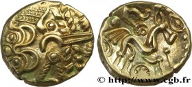 GALLIA BELGICA - SUESSIONES (Area of Soissons)
Type : Statère à l’oeil, classe III 
Date : c. 60-50 AC. 
Metal : gold 
Diameter : 17,5  mm
Orientation...