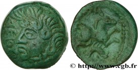 GALLIA BELGICA - SUESSIONES (Area of Soissons)
Type : Bronze DEIVICIAC, classe II 
Date : c. 60-50 AC. 
Metal : bronze 
Diameter : 15  mm
Orientation ...