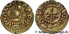 PAGUS MOSELLENSIS - METTIS - METZ (Moselle)
Type : Triens, LANDILINO monétaire 
Date : 620-640 
Mint name / Town : Champenoux (57) 
Metal : gold 
Diam...
