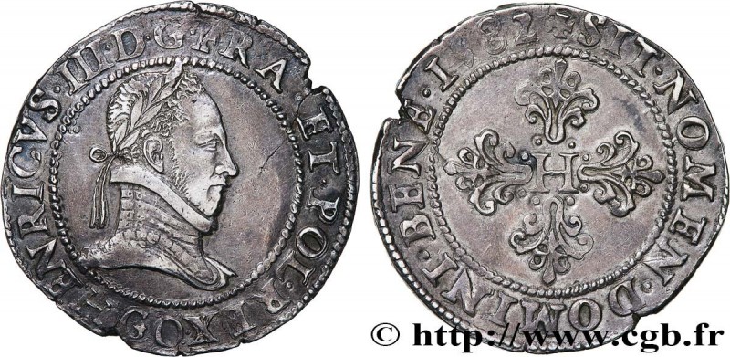 HENRY III
Type : Franc au col plat 
Date : 1582 
Mint name / Town : Poitiers 
Qu...