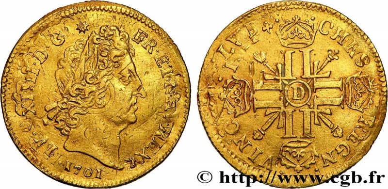 LOUIS XIV "THE SUN KING"
Type : Louis aux huit L et aux insignes 
Date : 1701 
M...