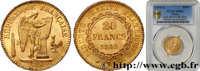 II REPUBLIC
Type : 20 francs or Génie, IIe République 
Date : 1848 
Mint name / ...