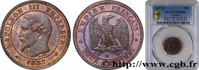 SECOND EMPIRE
Type : Piéfort de Deux centimes Napoléon III Tête Nue, tranche striée 
Date : 1857 
Mint name / Town : Rouen 
Quantity minted : --- 
Met...