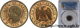 SECOND EMPIRE
Type : Piéfort de Un centime Napoléon III Tête Nue, tranche striée 
Date : 1857 
Mint name / Town : Rouen 
Quantity minted : --- 
Metal ...