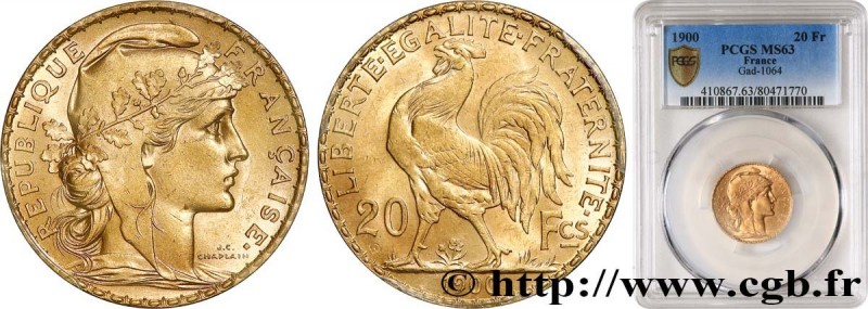 III REPUBLIC
Type : 20 francs or Coq, Dieu protège la France 
Date : 1900 
Mint ...