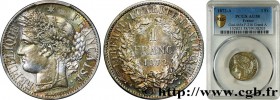 III REPUBLIC
Type : 1 franc Cérès, IIIe République 
Date : 1872 
Mint name / Town : Paris 
Quantity minted : 9.852.826 
Metal : silver 
Millesimal fin...