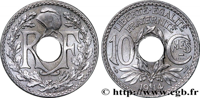 III REPUBLIC
Type : Essai-piéfort de 10 centimes Lindauer en nickel 
Date : 1914...