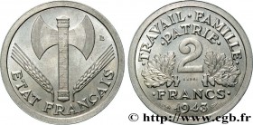 FRENCH STATE
Type : Essai de 2 francs Francisque 
Date : 1943 
Mint name / Town : Paris 
Quantity minted : 300 
Metal : aluminium 
Diameter : 27  mm
O...