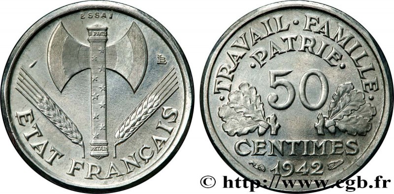FRENCH STATE
Type : Essai-piéfort aluminium de 50 centimes Francisque, frappe mé...