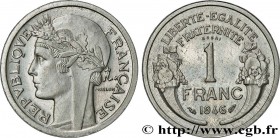 PROVISIONAL GOVERNEMENT OF THE FRENCH REPUBLIC
Type : Essai-piéfort de 1 franc Morlon, légère 
Date : 1946 
Quantity minted : 104 
Metal : aluminium 
...