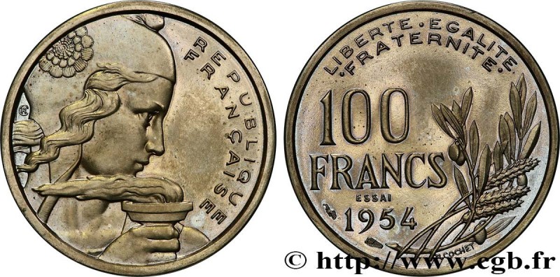 IV REPUBLIC
Type : Essai-piéfort au double de 100 francs Cochet 
Date : 1954 
Qu...