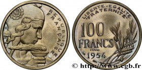 IV REPUBLIC
Type : Essai-piéfort au double de 100 francs Cochet 
Date : 1954 
Quantity minted : 104 
Metal : copper nickel 
Diameter : 24  mm
Orientat...