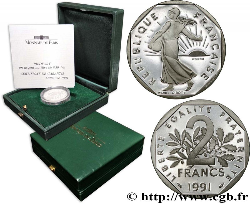 V REPUBLIC
Type : Piéfort argent de 2 francs Semeuse 
Date : 1991 
Mint name / T...