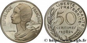 V REPUBLIC
Type : Piéfort Argent de 50 centimes Marianne, col à 4 plis 
Date : 1962 
Mint name / Town : Paris 
Quantity minted : 50 
Metal : silver 
M...