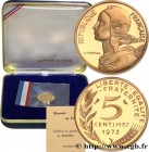 V REPUBLIC
Type : Piéfort Or de 5 centimes Marianne 
Date : 1973 
Mint name / Town : Paris 
Quantity minted : 75 
Metal : gold 
Millesimal fineness : ...