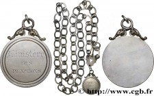 III REPUBLIC
Type : Médaille d’Huissier, Ministère des pensions 
Date : n.d. 
Metal : silver plated copper 
Diameter : 73  mm
Weight : 275,3  g.
Edge ...