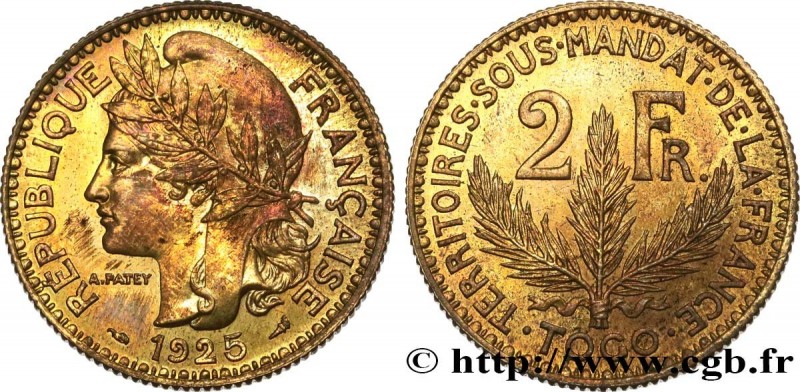 TOGO - FRENCH MANDATE TERRITORIES
Type : 2 Francs, poids léger - Essai de frappe...