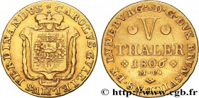 GERMANY - DUCHY OF BRUNSWICK WOLFENBUTTEL - CHARLES WILLIAM FERDINAND
Type : 5 Thaler 
Date : 1806 
Mint name / Town : Brunswick 
Metal : gold 
Diamet...