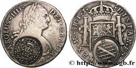BRAZIL
Type : 960 Reis contremarquée sur un 8 Reales Pérou 
Date : 1794 
Metal : silver 
Millesimal fineness : 903  ‰
Diameter : 40  mm
Orientation di...