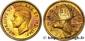 CANADA - GEORGE VI
Type : Essai de frappe 25 Cents Laiton 
Date : 1937 
Mint name / Town : - 
Metal : brass 
Diameter : 23,97  mm
Orientation dies : 6...