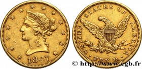UNITED STATES OF AMERICA
Type : 10 Dollars "Liberty" 
Date : 1847 
Mint name / Town : Philadelphie 
Quantity minted : 974 
Metal : gold 
Millesimal fi...