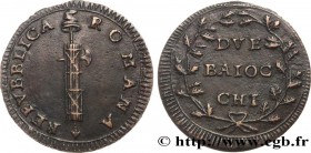 ITALY - FIRST ROMAN REPUBLIC
Type : 2 Baiocchi 
Date : n.d. 
Mint name / Town : Rome 
Metal : copper 
Diameter : 36,5  mm
Orientation dies : 12  h.
We...