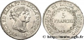 ITALY - LUCCA AND PIOMBINO - FELIX BACCIOCHI AND ELISA BONAPARTE
Type : 5 Franchi 
Date : 1807 
Mint name / Town : Florence 
Quantity minted : - 
Meta...