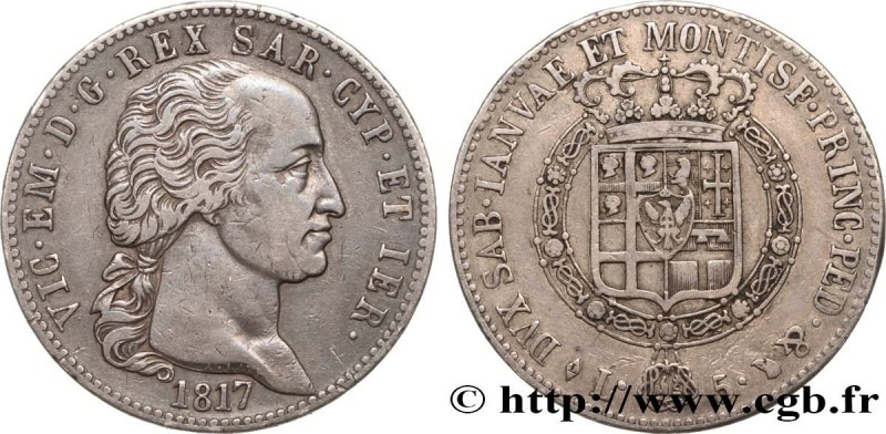 ITALY - KINGDOM OF SARDINIA - VICTOR-EMMANUEL I
Type : 5 Lire 
Date : 1817 
Mint...