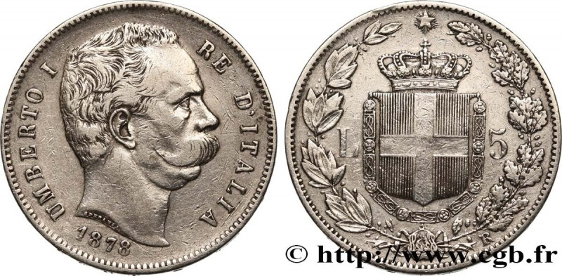 ITALY - KINGDOM OF ITALY - UMBERTO I
Type : 5 Lire 
Date : 1878 
Mint name / Tow...