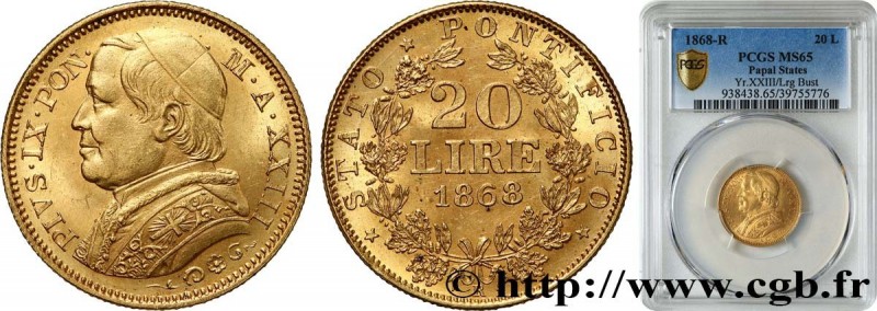 ITALY - PAPAL STATES - PIUS IX (Giovanni Maria Mastai Ferretti)
Type : 20 Lire a...