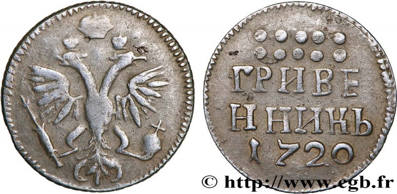 RUSSIA - PETER THE GREAT I
Type : Grivennik 
Date : 1720 
Mint name / Town : Kra...