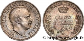 ITALIAN SOMALILAND
Type : 1/4 (Quarto) de Roupie Victor-Emmanuel III 
Date : 1910 
Mint name / Town : Rome 
Quantity minted : 400000 
Metal : silver 
...