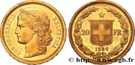 SWITZERLAND - CONFEDERATION OF HELVETIA
Type : 20 Francs Helvetia 
Date : 1886 
Mint name / Town : Berne 
Quantity minted : 250000 
Metal : gold 
Mill...