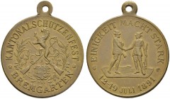 SCHWEIZ - Schützentaler, Schützenmedaillen & Schützenvaria
Aargau
Bronzemedaille 1891. Bremgarten. Kantonalschützenfest. 8.79 g. Richter (Schützenme...