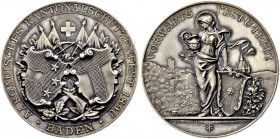SCHWEIZ - Schützentaler, Schützenmedaillen & Schützenvaria
Aargau
Silbermedaille 1896. Baden. Aargauisches Kantonalschützenfest. 39.37 g. Richter (S...