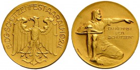 SCHWEIZ - Schützentaler, Schützenmedaillen & Schützenvaria
Aargau
Goldmedaille 1924. Aarau. Eidgenössisches Schützenfest. 10.08 g. Richter (Schützen...