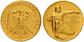 SCHWEIZ - Schützentaler, Schützenmedaillen & Schützenvaria
Aargau
Goldmedaille 1924. Aarau. Eidgenössisches Schützenfest. 9.98 g. Richter (Schützenm...
