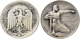SCHWEIZ - Schützentaler, Schützenmedaillen & Schützenvaria
Aargau
Silbermedaille 1924. Aarau. Eidgenössisches Schützenfest. 13.10 g. Richter (Schütz...
