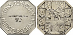 SCHWEIZ - Schützentaler, Schützenmedaillen & Schützenvaria
Appenzell Ausserrhoden
Silbermedaille 1936. Stoss. Stoss-Schiessen. Meisterschaft 48.69 g...