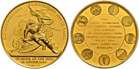 SCHWEIZ - Schützentaler, Schützenmedaillen & Schützenvaria
Basel
Goldmedaille 1844. Basel. Eidgenössisches Freischiessen. 36.96 g. Richter (Schützen...