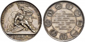 SCHWEIZ - Schützentaler, Schützenmedaillen & Schützenvaria
Basel
Silbermedaille 1844. Basel. Eidgenössisches Freischiessen. 28.06 g. Richter (Schütz...