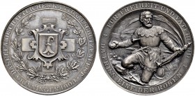 SCHWEIZ - Schützentaler, Schützenmedaillen & Schützenvaria
Basel
Silbermedaille 1893. Binningen. Kantonalschützenfest. 39.14 g. Richter (Schützenmed...