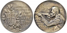 SCHWEIZ - Schützentaler, Schützenmedaillen & Schützenvaria
Basel
Silbermedaille 1900. Basel. Kantonalschützenfest beider Basel. 33.55 g. Richter (Sc...
